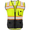 Ironwear Black Bottom Safety Vest Class 2  w/ Zipper & Radio Clips (Lime/4X-Large) 1244-BKZ-RD-4XL